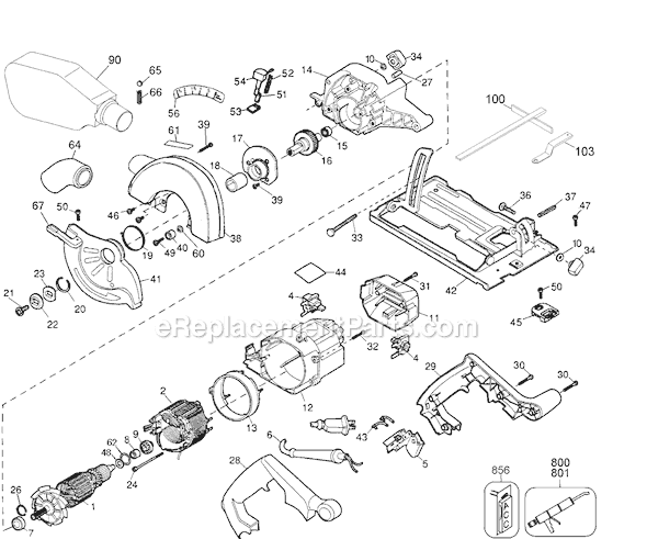 Page A Diagram and Parts List for HD3000 Type 1 Black and Decker Circular Saw